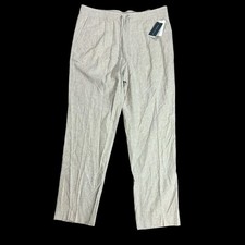 Perry Ellis Men's Size 36x32 Linen Blend Drawstring Pants Elastic Waist Tan NWT
