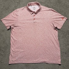 Adidas Golf Polo Shirt Mens Extra Large White Red Abstract Print Bottom Comfy