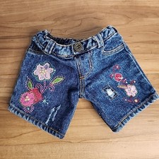 Build A Bear Blue Embroidered Flower Denim Shorts BAB Workshop