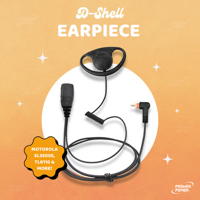 1.5-Wire D-Shape PTT Earpieces For Motorola Two-Way Radios SL300, SL3500, TLK100