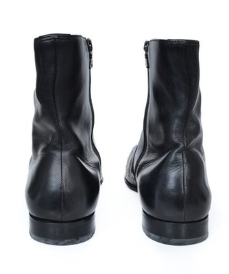 Vintage Mens PRADA Boots Ankle Leather Shoes Zip Cowboy Black | eBay