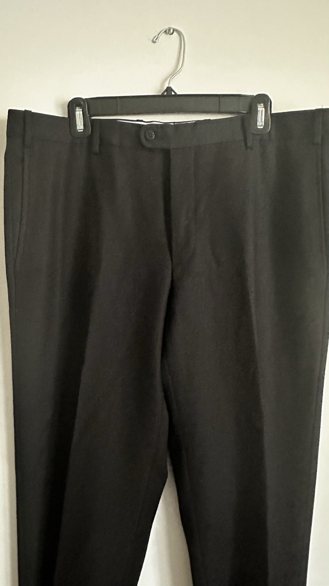 パンツ 90s Italy Summer Wool Slacks Black Zanella Super 120's Mens Dress Pants 38/29 Black Wool Flat