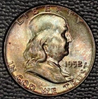 1952 Franklin Half Dollar, Gem BU, Pretty Toning, Almost FBL