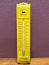 Vintage John Deere Metal Thermometer Nothing Runs Like a Deere USA Farm Sign EUC