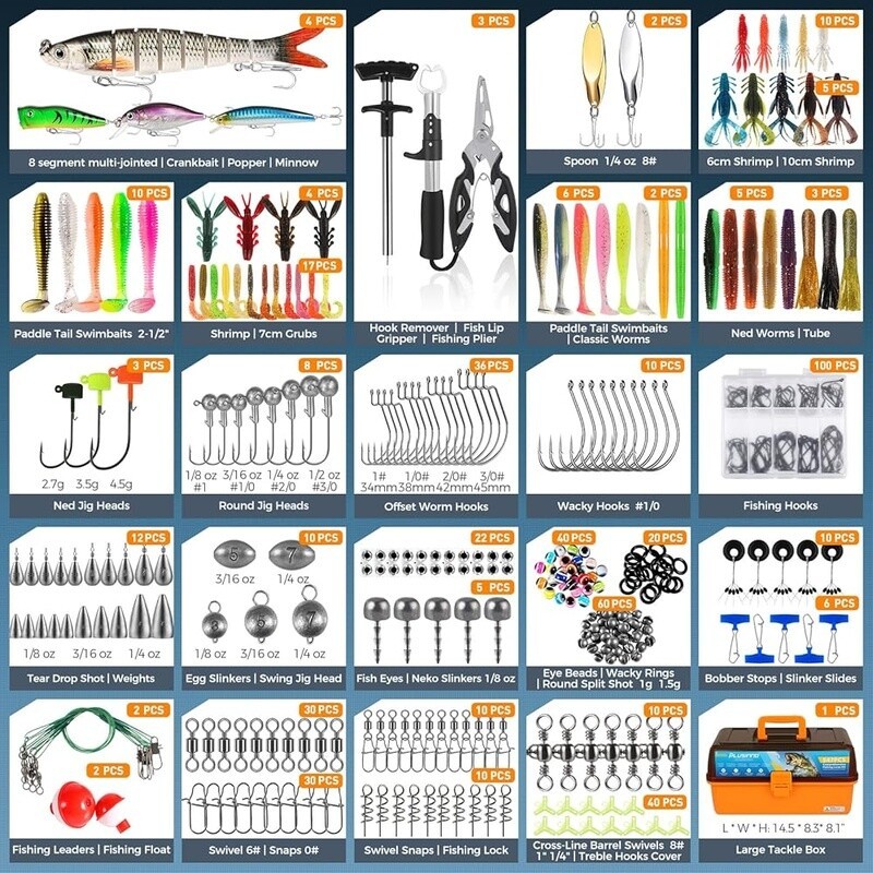 Large 4 Layer Tackle Box W/ 547Pcs Fishing Lures Kit Pliers Hooks Weights Gear - Image 6