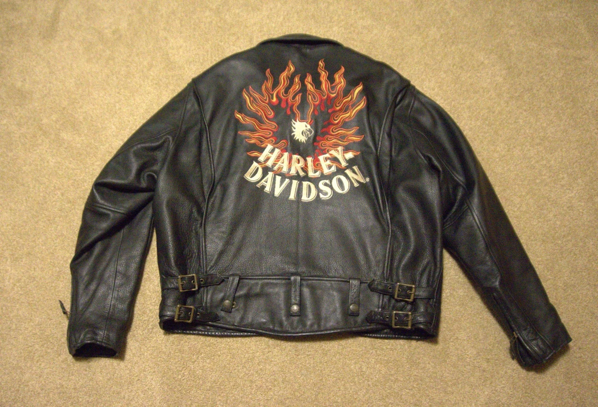 Harley Davidson Leather Jacket Flames for sale | eBay