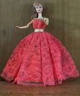Vtg 1960's Collectible Barbie Doll w/Red Lace Evening Gown Floor-Length Ballgown
