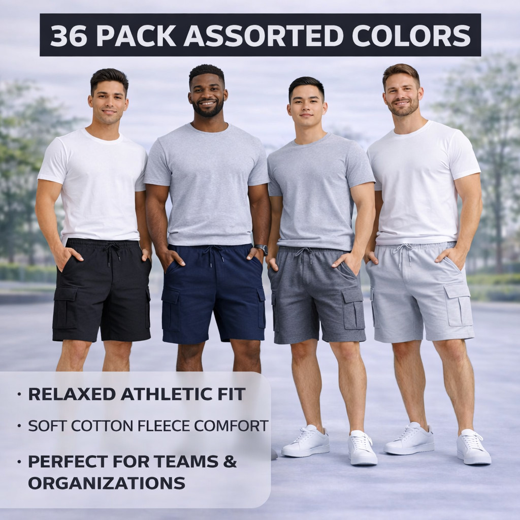 Yacht & Smith Mens 5 Pocket Fleece Cargo Shorts Cotton Drawstring Lounge Short image 2
