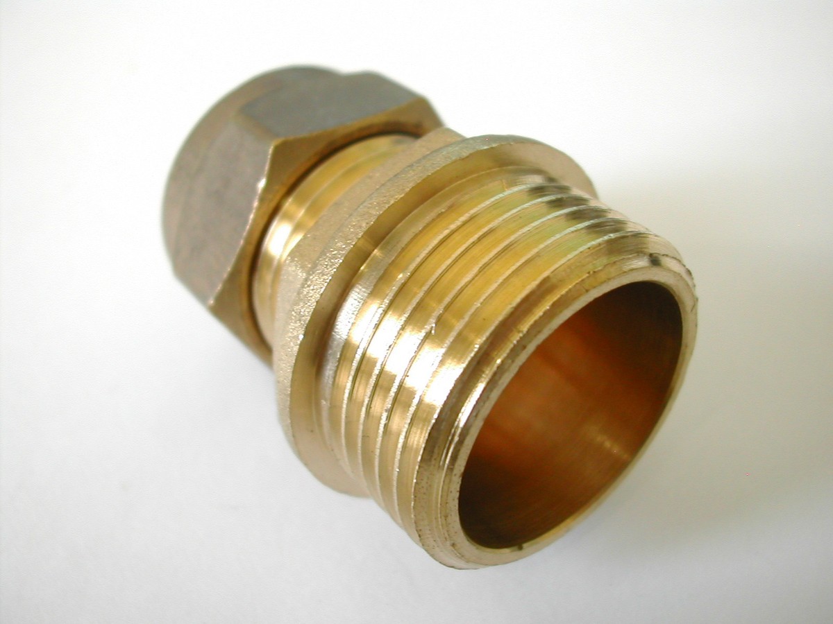 UKDD® 15 mm compressie door 3/4 BSP messing mannelijke