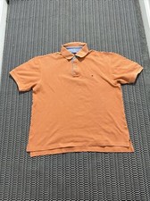 Tommy Hilfiger polo shirt men medium orange all cotton short sleeve