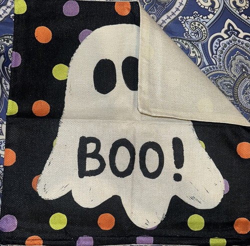 Throw Pillow Cover 18x18” Ghost Boo Fall Decor Polka Dots Multicolor - Picture 2 of 3