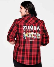 Zumba X Peanuts Button Down Shirt - Viva La Red  M L XL XXL  Free Ship 