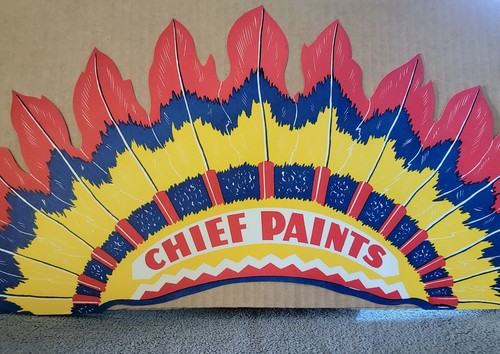 Vintage NOS Original CHIEF PAINTS Paper Advertising Indian Headdress - Picture 4 of 6