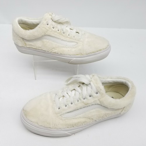 Vans Old Skool Sherpa Faux Fur Womens Size 8.5 Shoes Sheepskin Turtledove White - Picture 2 of 11