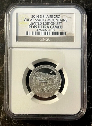 2014-S 25c Great Smoky Mountains SILVER Quarter - NGC PF69 Ultra Cameo