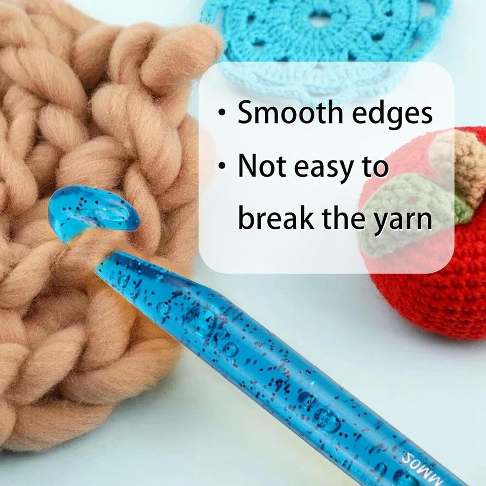 25 mm Crochet Hook Set Acrylic 20 mm Crochet Hook with 10 Pcs