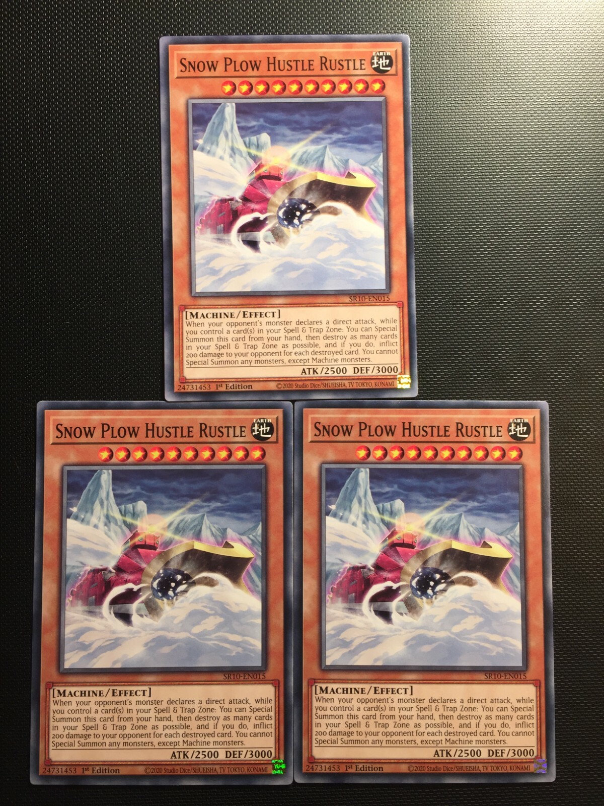 YUGIOH!! 3x Snow Plow Hustle Rustle SR10EN015! Common! Near Mint! 1st
