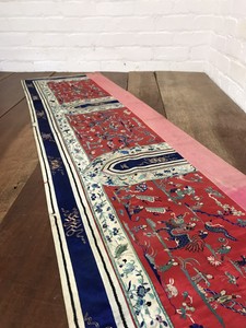 Antique C19th Lrg Chinese Embroidered Silk Banner Textiles Wedding Wall Hanging