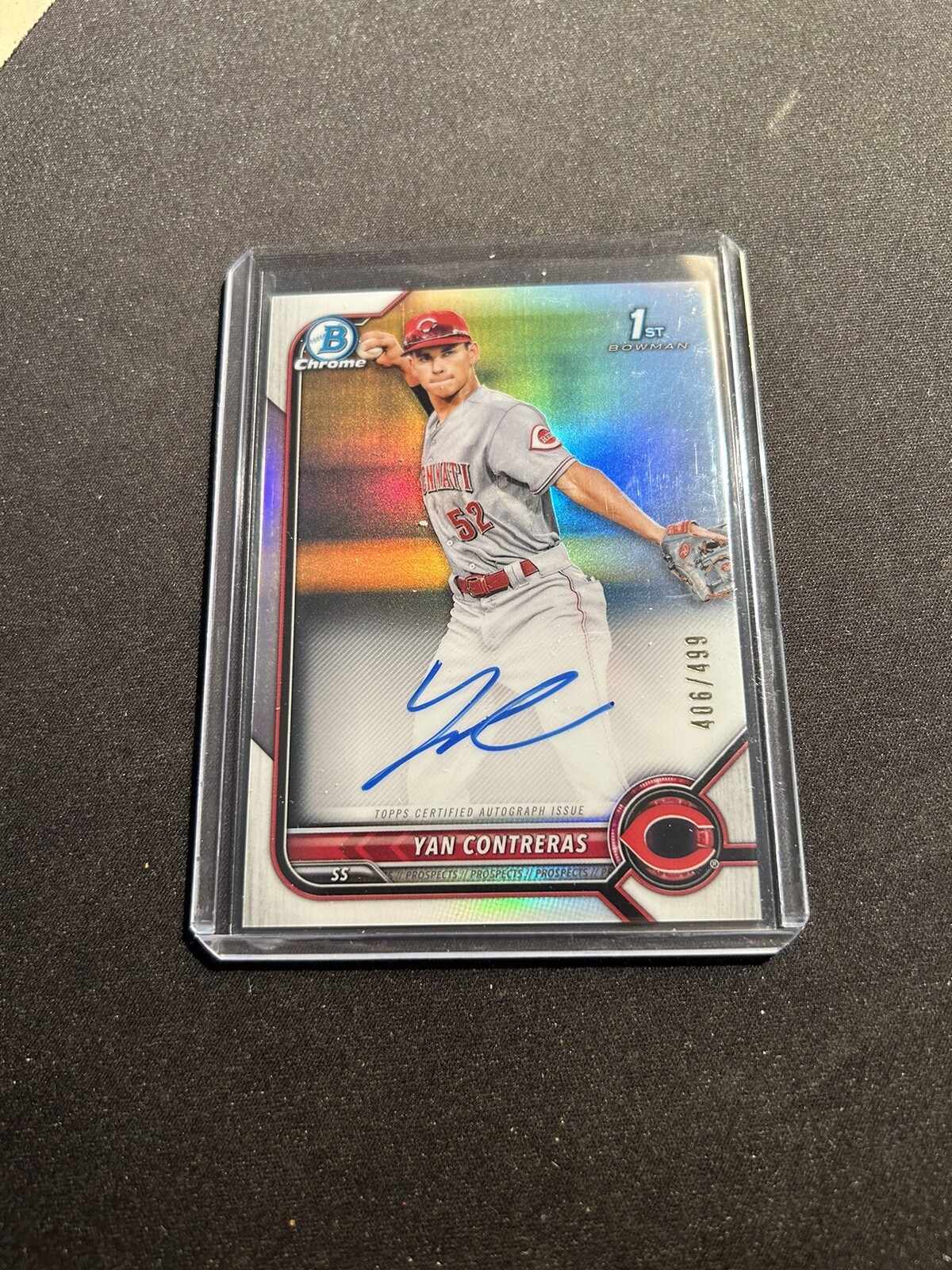 2022 Bowman Chrome #CPA-YC 1st Refractor Auto /499 Yan Contreras Cincinnati Reds