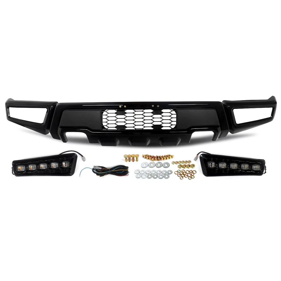 Front Bumper For 2009-2014 Ford F150 F-150 Steel Black Raptor Style W/LED Lights Foto 2 de 4