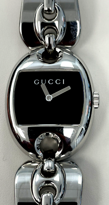 Ladies Authentic Gucci Marina Chain Black Dial Quartz Wrist Watch