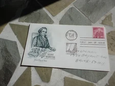1958 Noah Webster Famous American First Day Issue Envelope 4 cent stamp