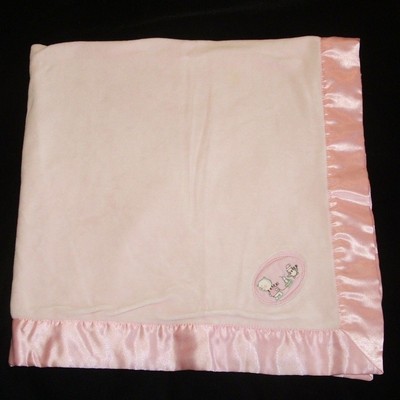 pink baby blanket with satin trim