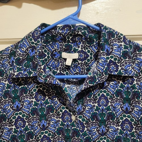 Blusa Larga Talbots Pequeña Pequeña Multicolor Acanalada Estampado Paisley Con Botones... - Imagen 2 de 5
