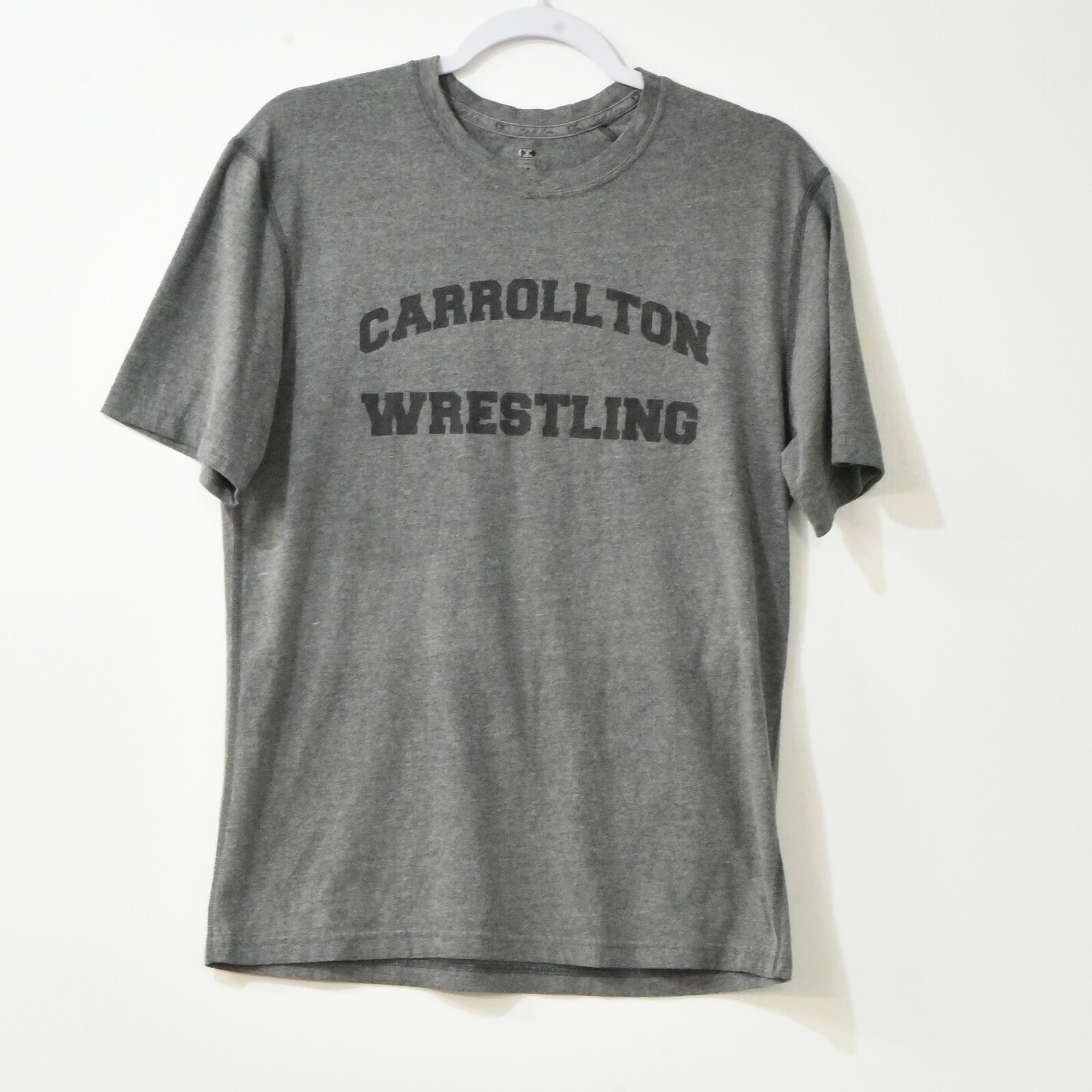T shirt uomo grigia Cliff Keen stampa Carrollton wrestling crew manica corta solida M