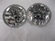 7" Black Dot GLASS Tri Bar Headlights H4 Bright Fits Ford Chevy Nova 55 56 57 ++