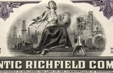 Vintage 1960s Atlantic Richfield Stock Certificate, Purple, Oil Americana, ARCO!