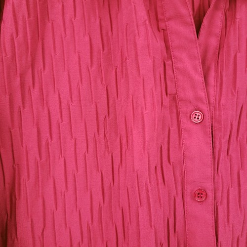 Laura Scott Shirt Womens 20/22W Plus Button-Up Red Tunic Textured 3/4 Sleeves - Picture 5 of 11