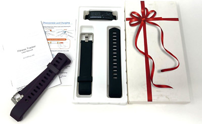 Lintelek ID115Plus HR Fitness Tracker Smart Watch in Black & Purple New