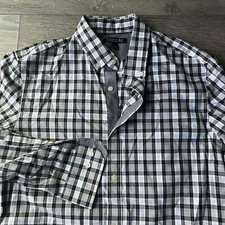 Banana Republic Shirt Mens L Gray Button Down Tailored Slim Fit Plaid Adult Work