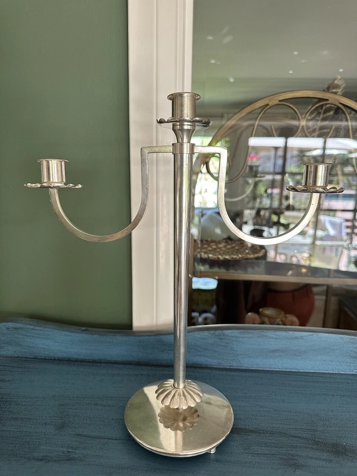 Candelabro cromado Art Deco “Croyden” diseñado para The Chase Brass And Copper Co. Foto 4 de 4