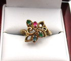10K Yellow Gold Ruby, Emerald, Topaz Cocktail Ring Size 7 [R330] — photo 1