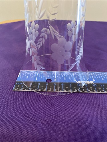 Vintage Danube by Colony Iced Tea Etched Glass Floral 7 5/8” - Picture 11 of 13
