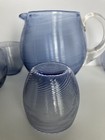 Art Deco Czech Spun Threaded Lilac/Blue Glass Pitcher with Tumblers — photo 3