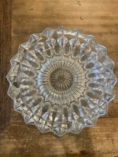 Vintage- Cut Glass Ashtray Crystal Heavy Cigar Cigarette Round Starburst 7 Inch