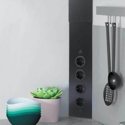 Thebo Eck Steck Dose Küche Büro Schuko Edelstahl Wand Tisch Block USB Schalter
