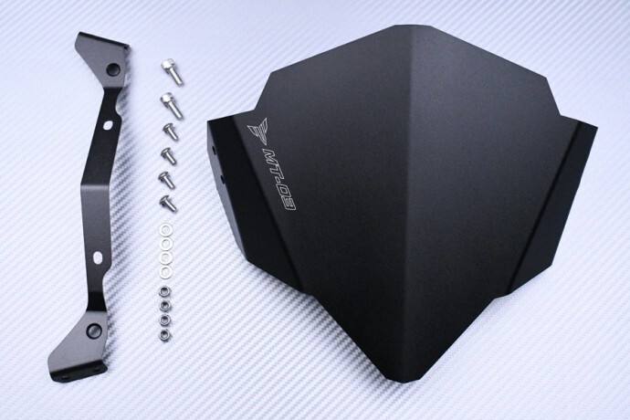 Pare-brise moto Yamaha MT03 noir en aluminium anti-vibration et déviation d'air