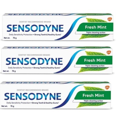 Sensodyne Toothpaste Fresh Mint daily sensitivity protection (3X75G) FREE SHIP