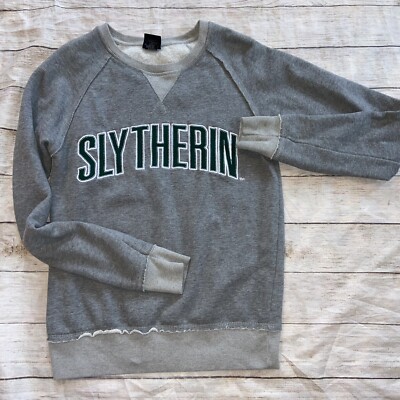 harry potter slytherin Gray Spellout Sweater shirt Small Universal