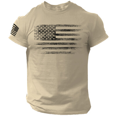 USA Distressed Flag Men T Shirt Patriotic American Tee S - 2XL
