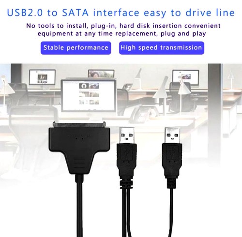 New USB 2.0 to SATA 7+15 Pin 22Pin Adapter Cable For 2.5" HDD Hard Drive Disk AU - Bild 3 von 7