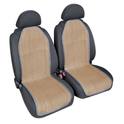 PAAR SITZBEZÜGE RÜCKENLEHNEN VORNE FÜR AUTO UNIVERSAL BEIGE FRISCH SOMMER