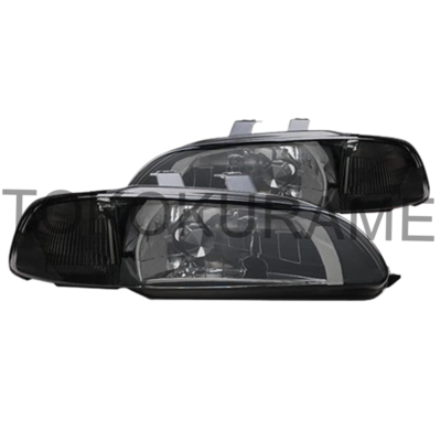 Fit 92-95 Honda Civic EG EH EJ JDM Black Headlights+Corner Signal