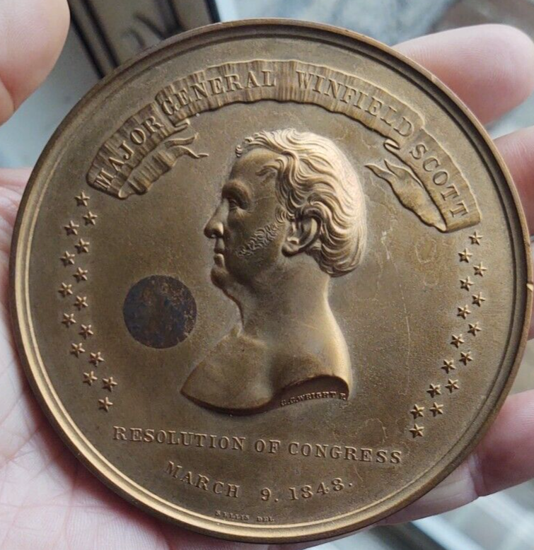 Major General Winfield Scott Bronze Medal 1849 Large 90mm Resolution of