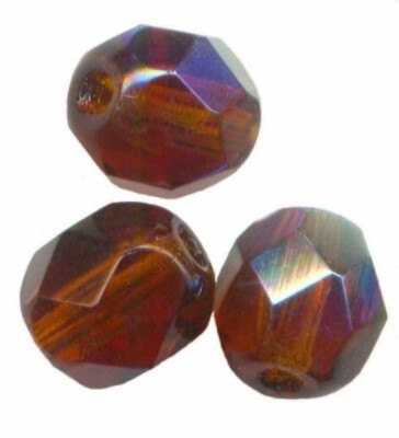 25 Perles Facettes Bohème 6mm - Couleur Smoked Topaz AB - Preciosa - Neuf