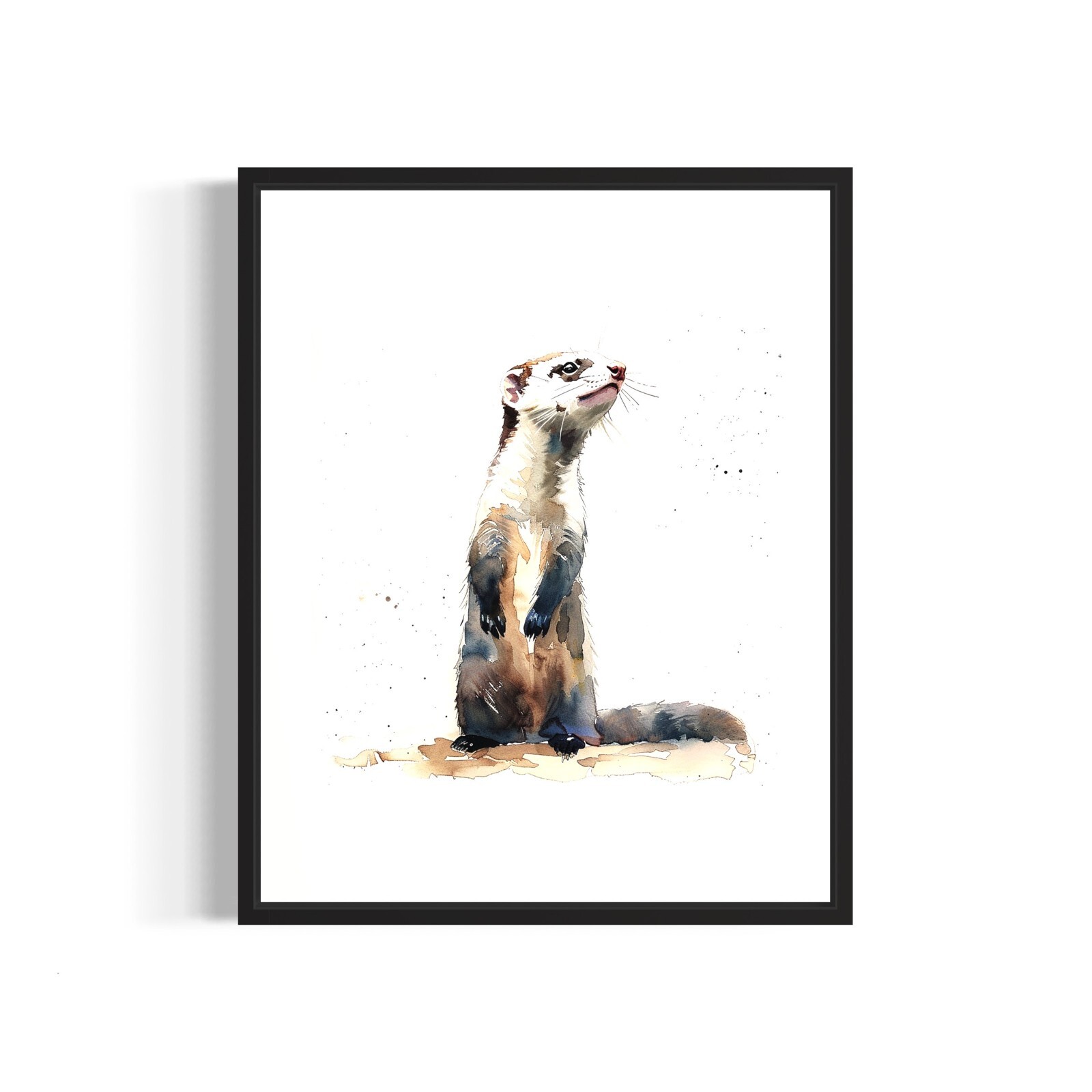 Ferret Watercolor Animal Art Print Poster City Wall Art Painting Artwork